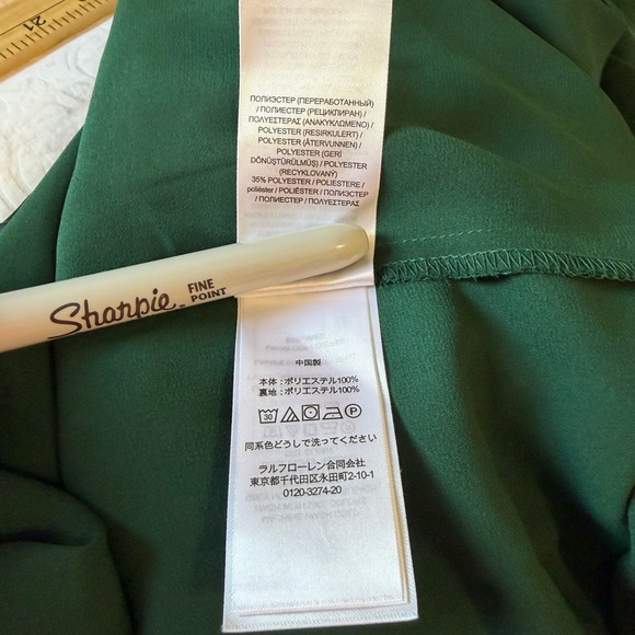 Lauren Ralph Lauren One Shoulder Green Satin Dress Size 14 - Picture 12 of 14